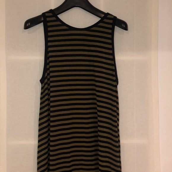 Striped Army Green/Black Flowy Dress - Picture 3 of 3